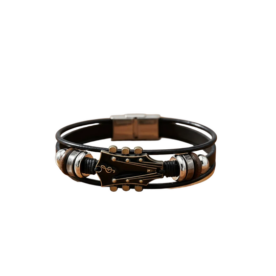 Bracelet en cuir inspiré de la guitare pour hommes et femmes 0