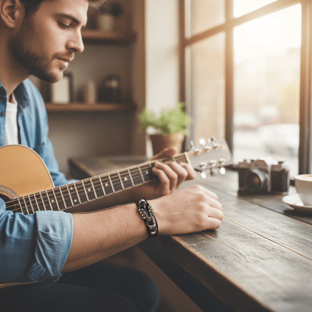 Bracelet en cuir inspiré de la guitare pour hommes et femmes 1