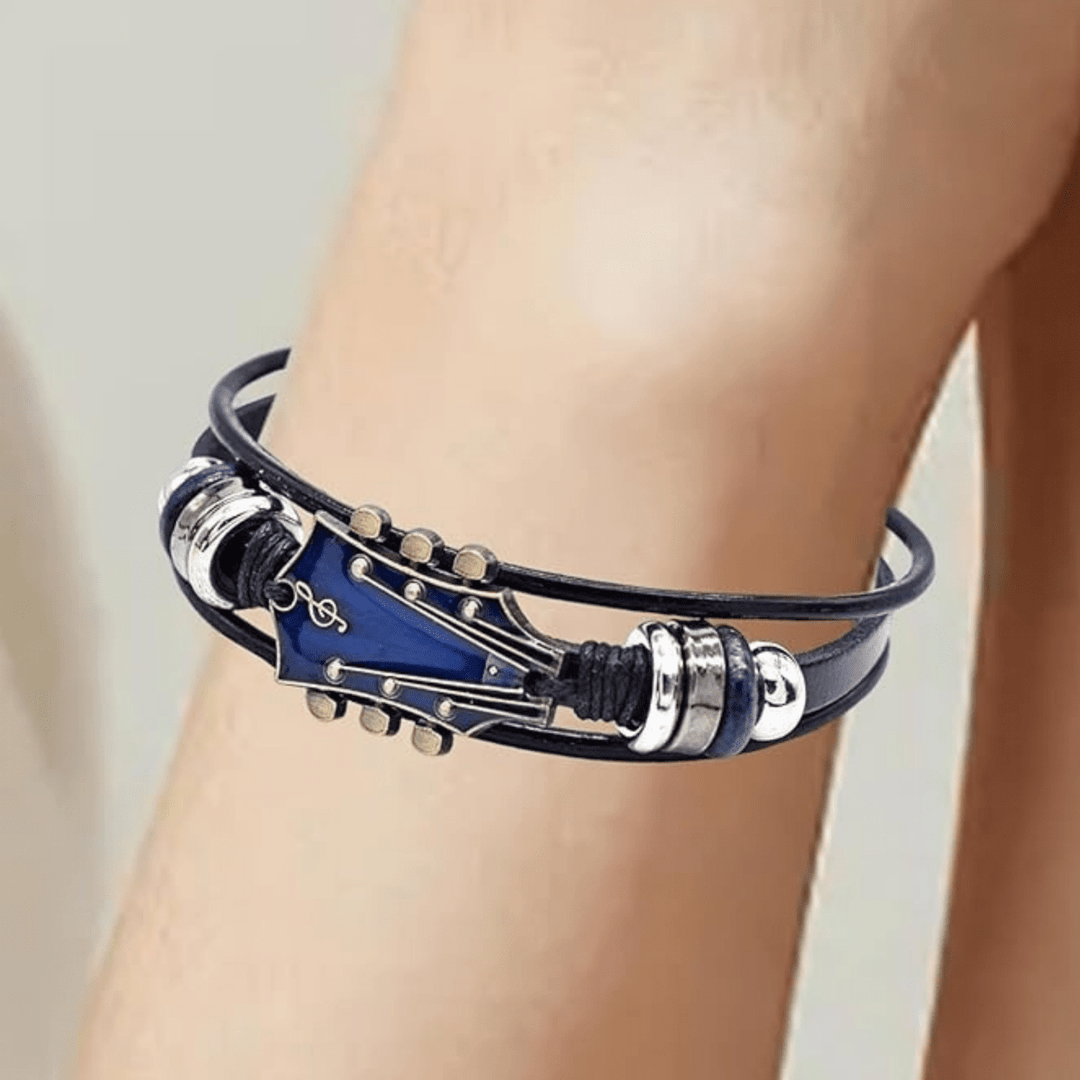 Bracelet en cuir inspiré de la guitare pour hommes et femmes 4
