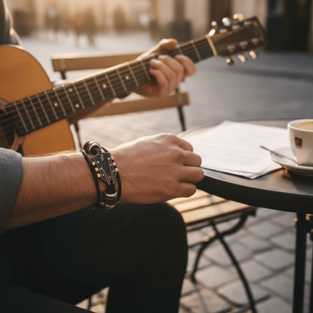 Bracelet en cuir inspiré de la guitare pour hommes et femmes 5