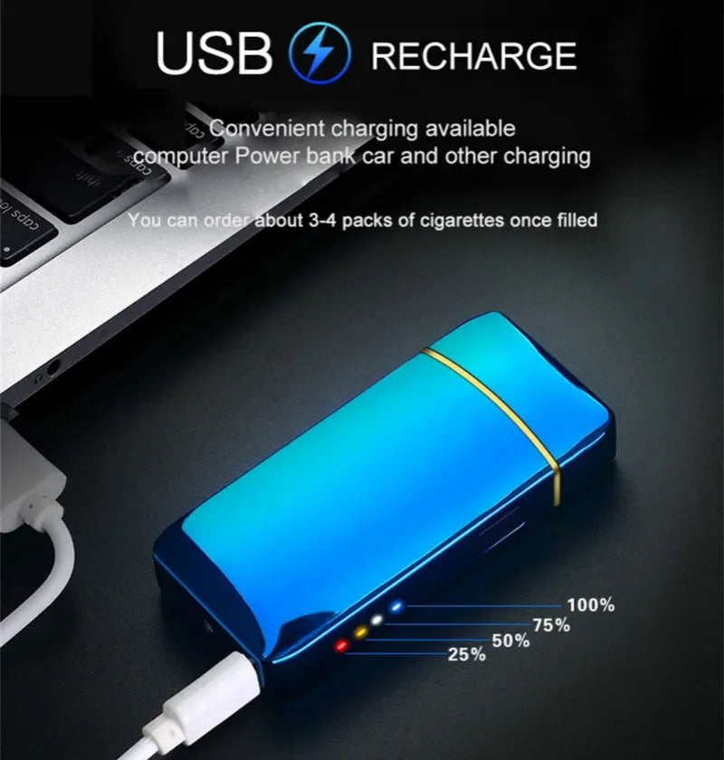 Briquet Plasma Rechargeable USB Résistant au Vent Design Moderne en Métal 3