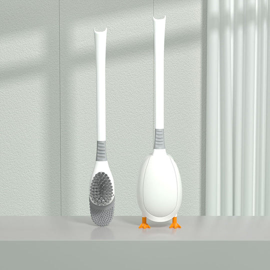 Brosse WC Silicone Design Ergonomique avec Tête à 360° pour Accessoires Toilette 0