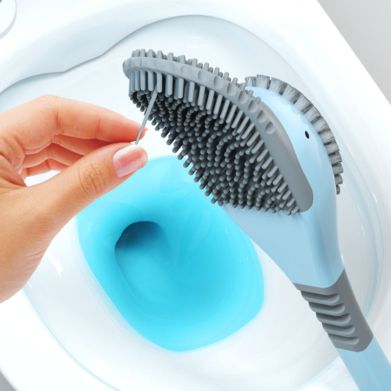 Brosse WC Silicone Design Ergonomique avec Tête à 360° pour Accessoires Toilette 6