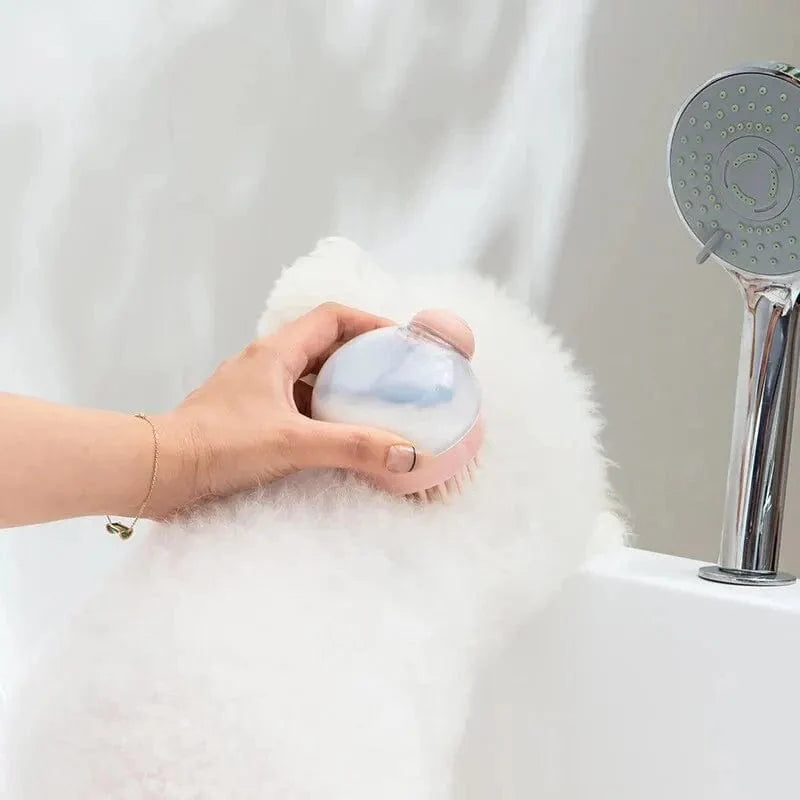 Brosse de Bain pour Chiens avec Distributeur de Shampoing 2