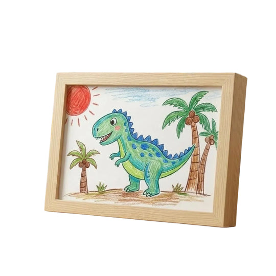Cadre d'affichage en bois pour enfants avec rangement 0