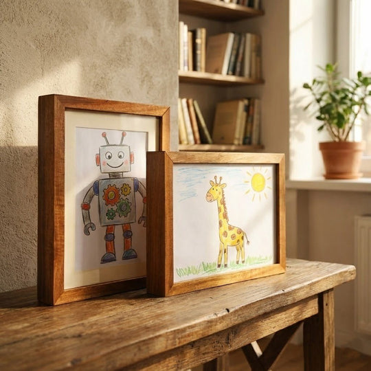 Cadre d'affichage en bois pour enfants avec rangement 1
