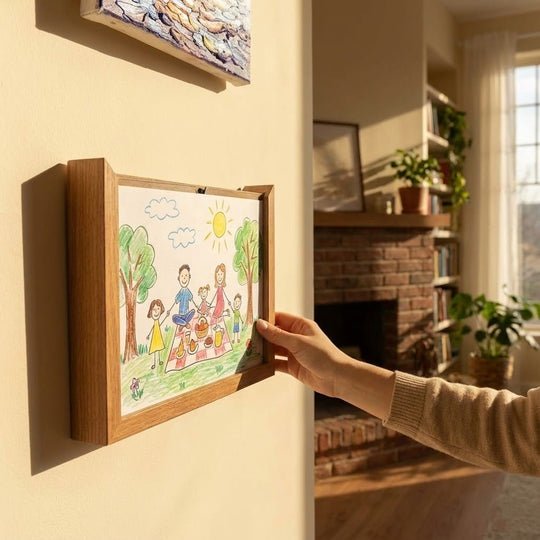 Cadre d'affichage en bois pour enfants avec rangement 5