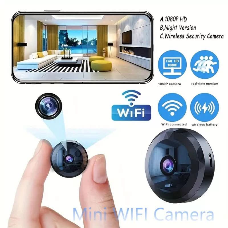 Caméra de Surveillance Mini WiFi 1080P HD pour Intérieur et Extérieur 0