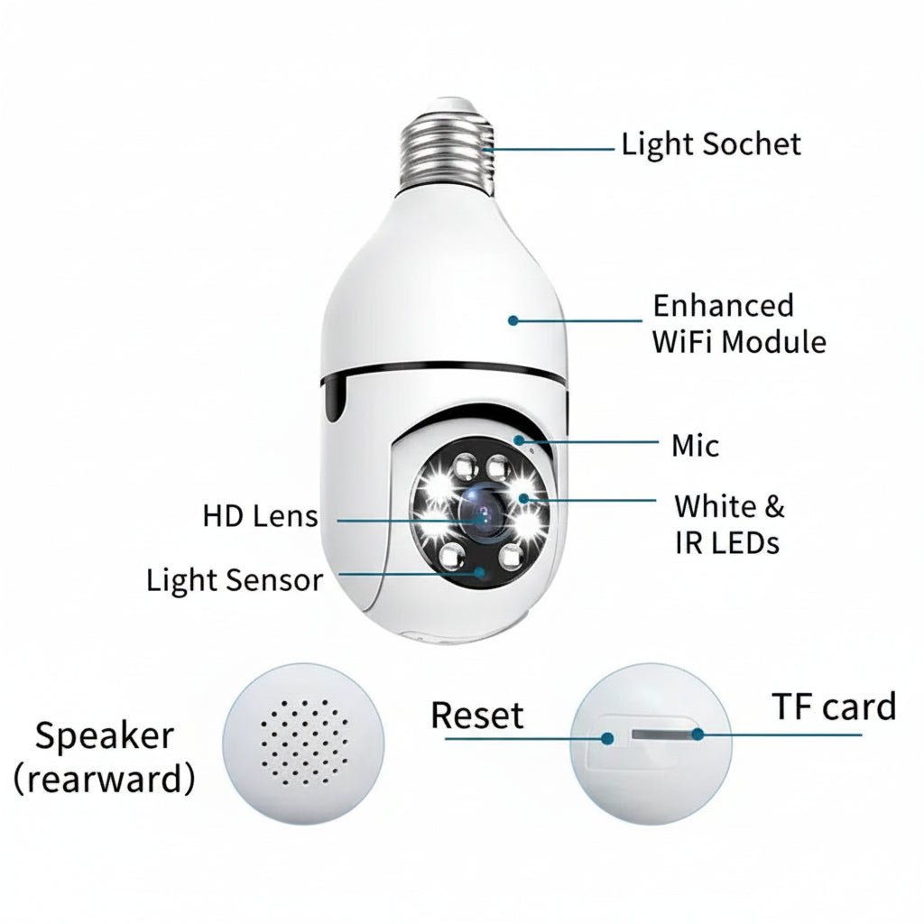 Caméra de Surveillance Sans Fil Extérieur 360° WiFi HD 6