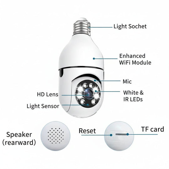 Caméra de Surveillance Sans Fil Extérieur 360° WiFi HD 6