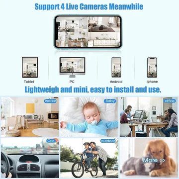 Caméra de Surveillance Sans Fil Miniature HD 1080P pour Intérieur et Extérieur 4
