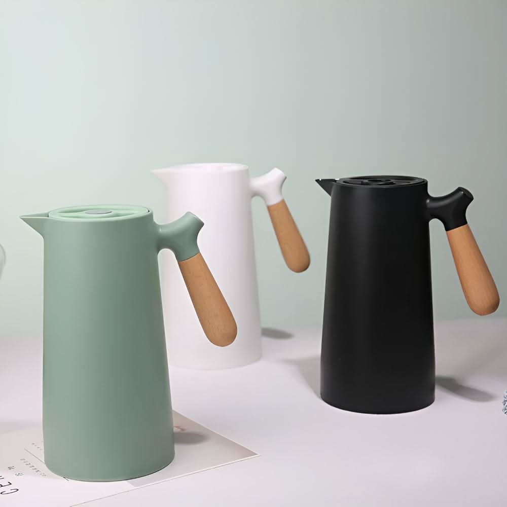 Carafe en Verre Double Paroi avec Poignée en Bois 1