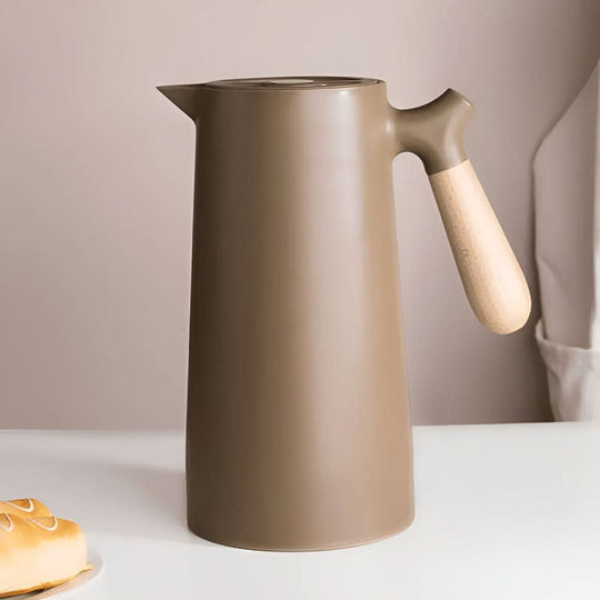 Carafe en Verre Double Paroi avec Poignée en Bois 10
