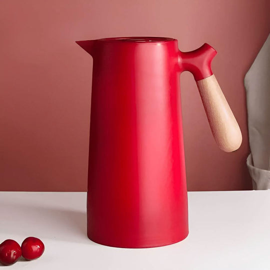 Carafe en Verre Double Paroi avec Poignée en Bois 11