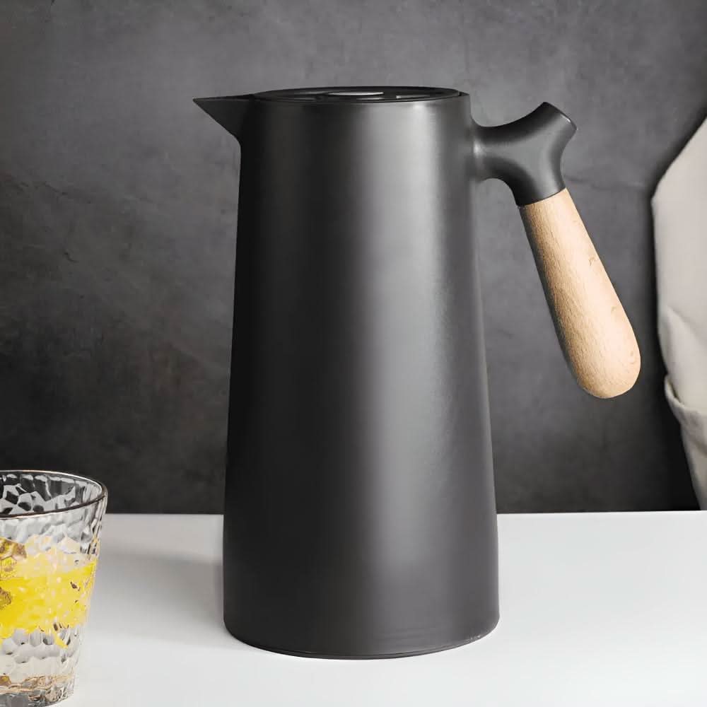 Carafe en Verre Double Paroi avec Poignée en Bois 12
