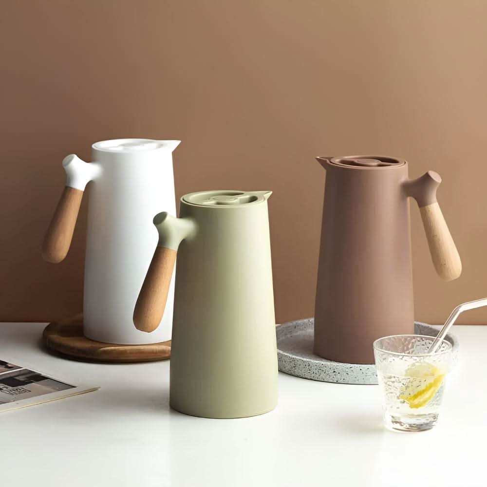 Carafe en Verre Double Paroi avec Poignée en Bois 4
