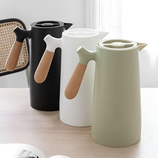 Carafe en Verre Double Paroi avec Poignée en Bois 6