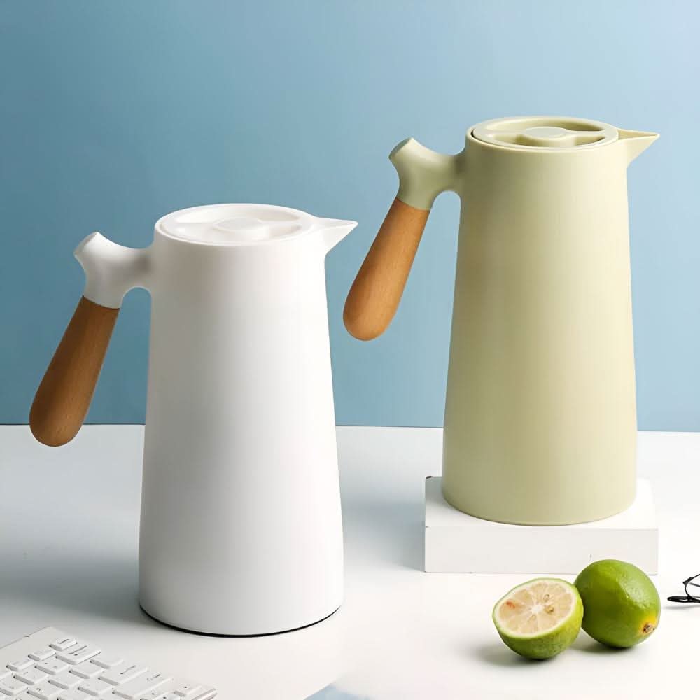 Carafe en Verre Double Paroi avec Poignée en Bois 7