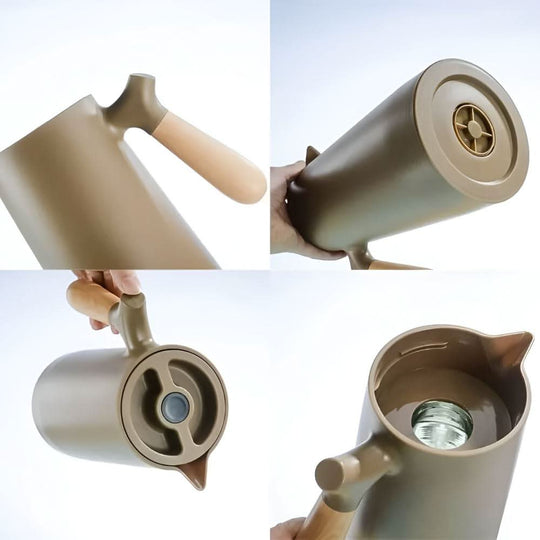 Carafe en Verre Double Paroi avec Poignée en Bois 8