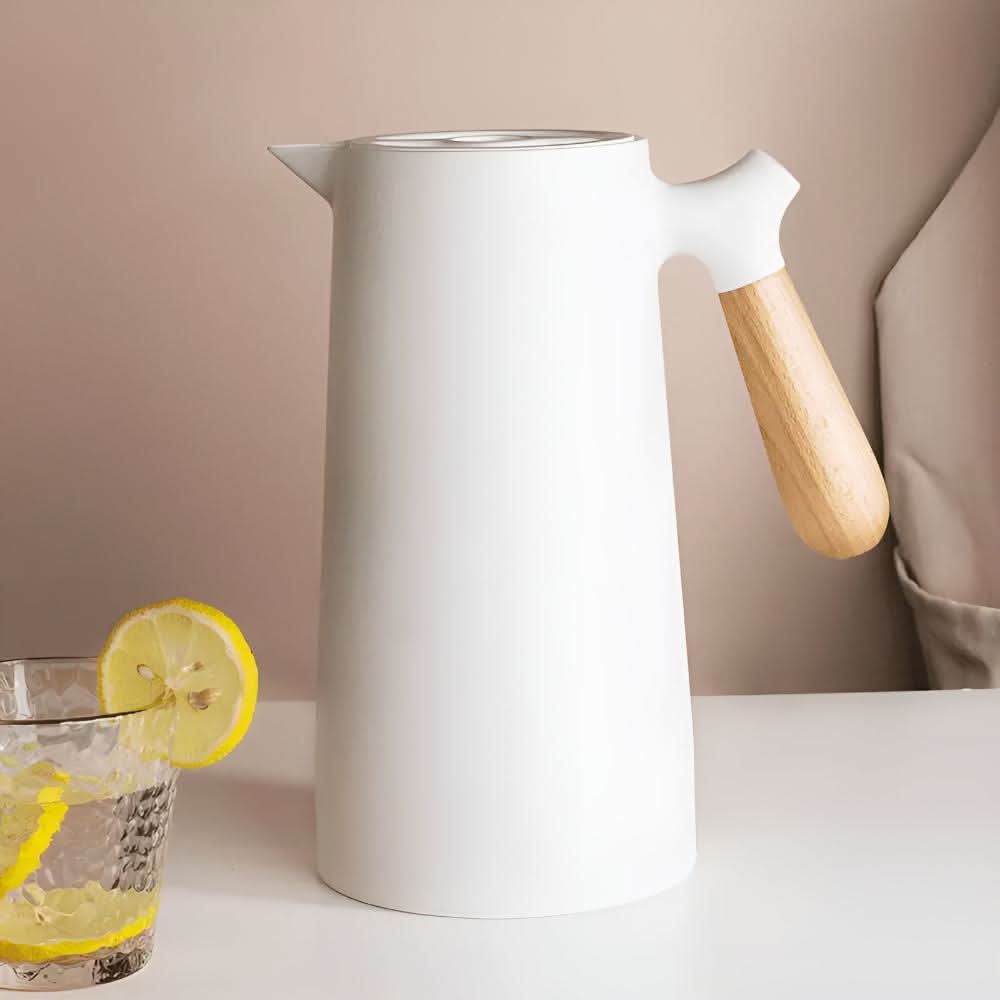 Carafe en Verre Double Paroi avec Poignée en Bois 9