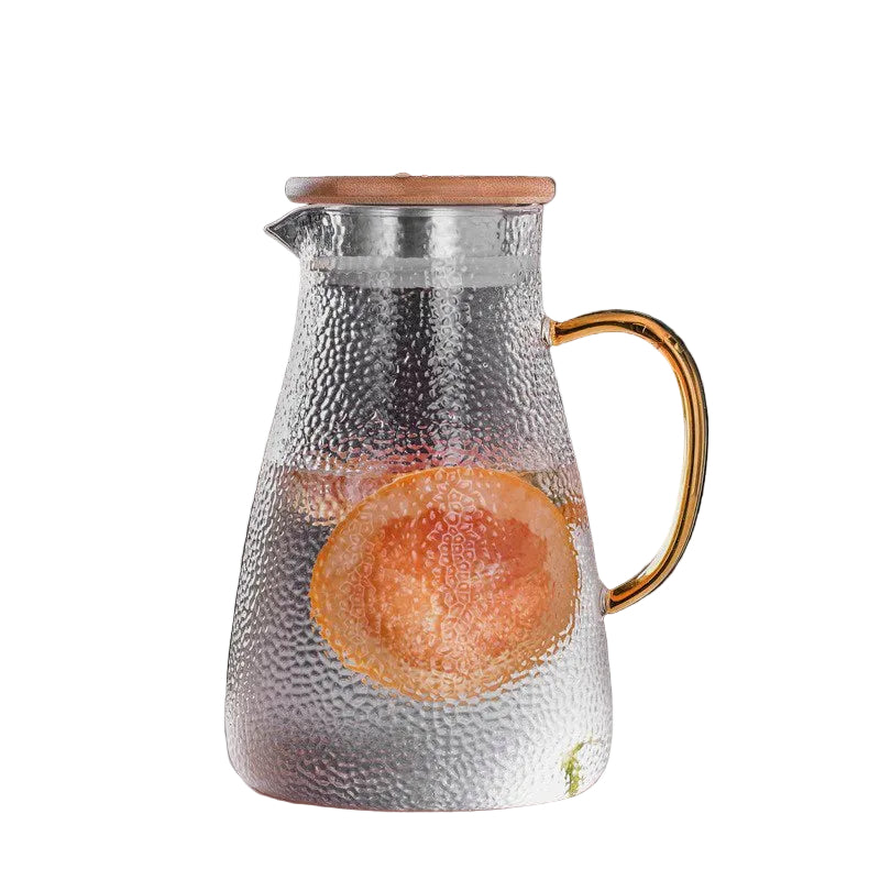 Carafe en Verre Moderne avec Couvercle en Bois pour Boissons Chaudes et Froides 0