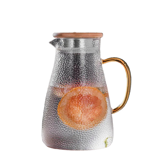 Carafe en Verre Moderne avec Couvercle en Bois pour Boissons Chaudes et Froides 0