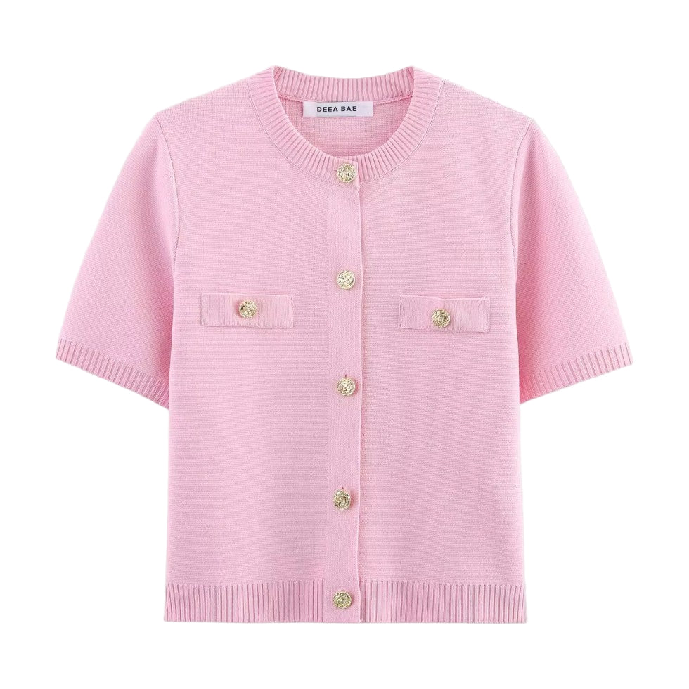 Cardigan Femme Boutonné à Manches Courtes 0