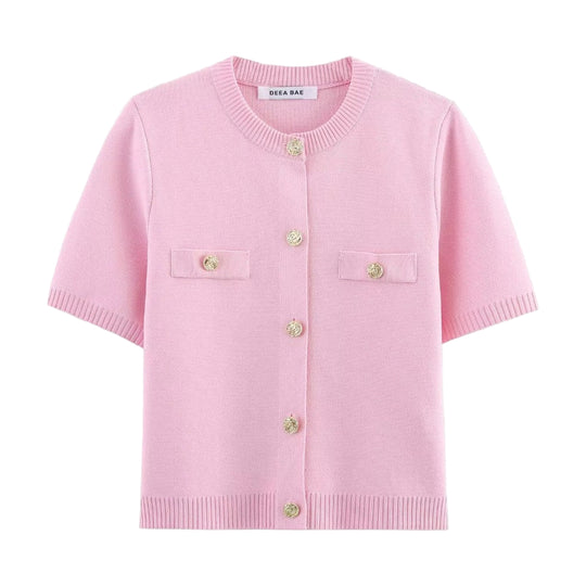 Cardigan Femme Boutonné à Manches Courtes 0