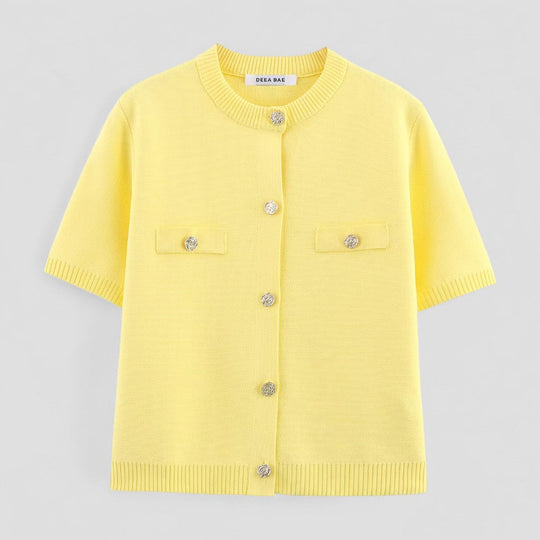 Cardigan Femme Boutonné à Manches Courtes 1