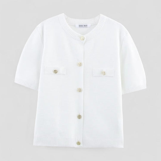 Cardigan Femme Boutonné à Manches Courtes 2