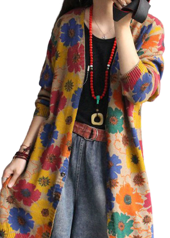 Cardigan Femme Col en V Imprimé Automne 0