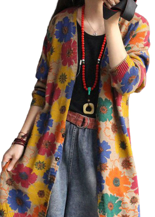 Cardigan Femme Col en V Imprimé Automne 0