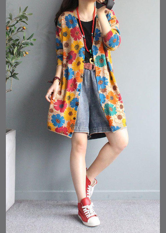 Cardigan Femme Col en V Imprimé Automne 2