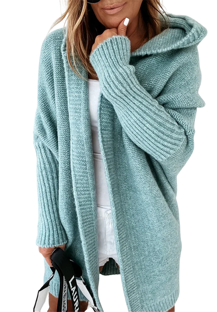 Cardigan Femme Oversize à Capuche en Laine Tricotée 3