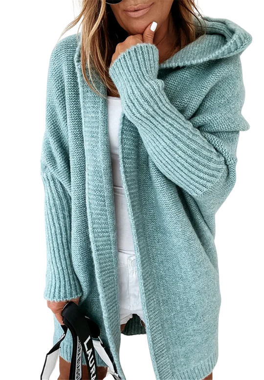 Cardigan Femme Oversize à Capuche en Laine Tricotée 3