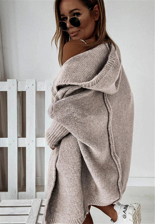 Cardigan Femme Oversize à Capuche en Laine Tricotée 5