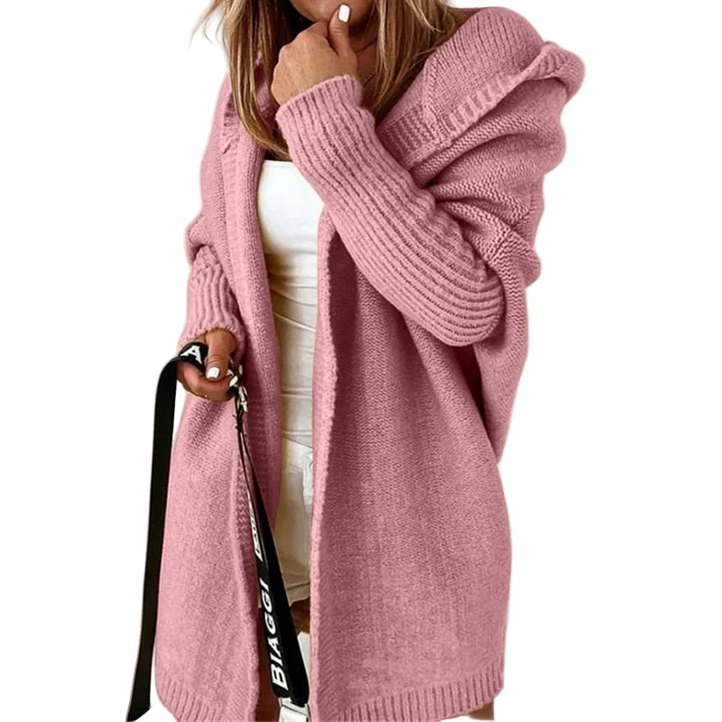Cardigan Femme Oversize en Laine avec Capuche 0