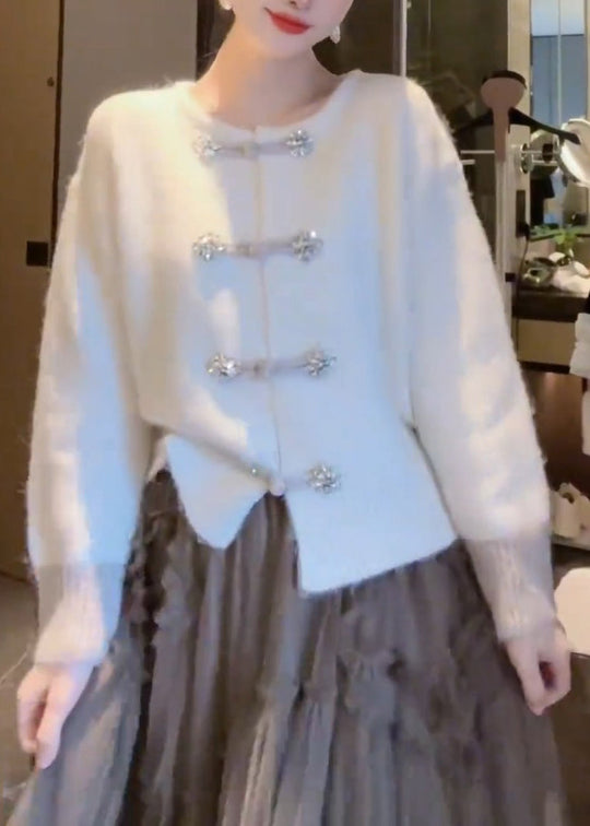 Cardigan Femme Tricot Boutons Chinois Col Rond 4