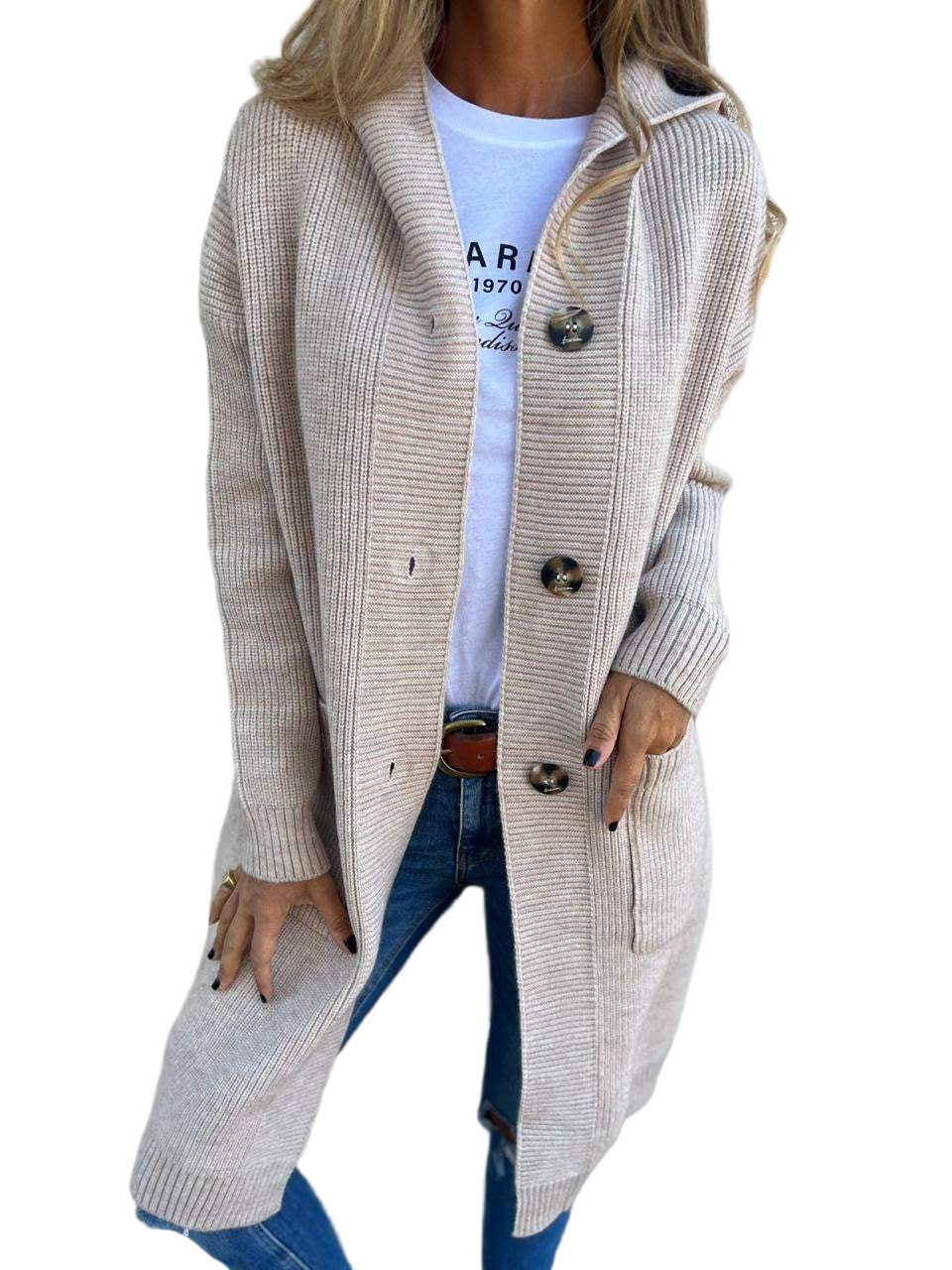 Cardigan Femme Tricot Ouvert Style Classique Polyvalent 0