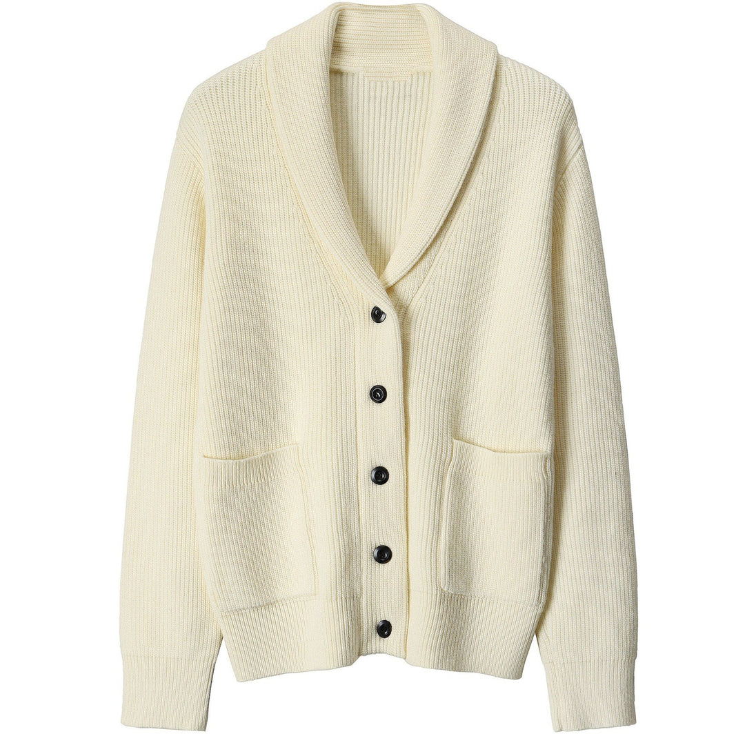 Cardigan Homme Col Châle en Tricot Côtelé pour un Style Décontracté et Professionnel 3