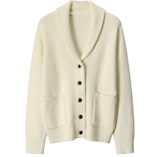 Cardigan Homme Col Châle en Tricot Côtelé pour un Style Décontracté et Professionnel 3