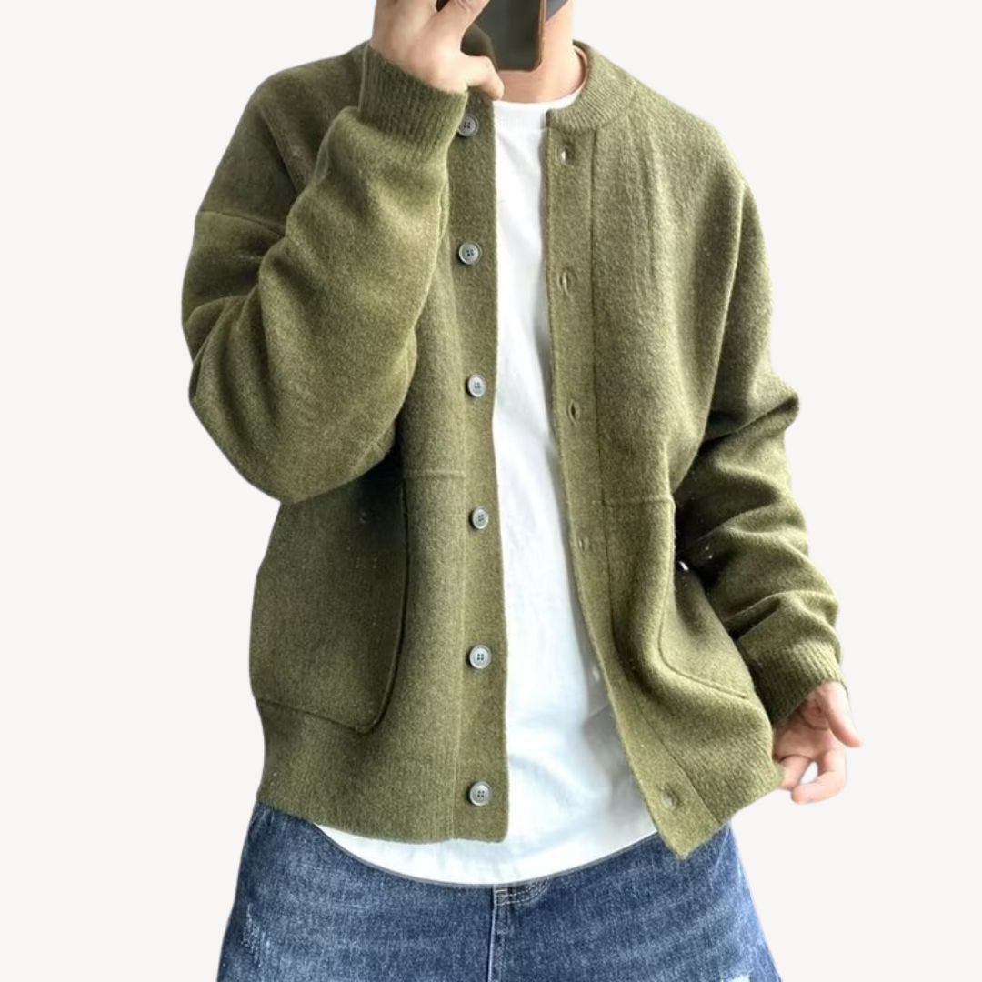 Cardigan Homme Laine Tricoté à Fermeture Boutonnée Décontracté 0