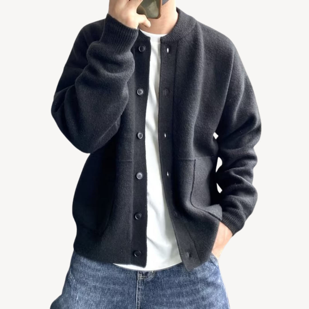 Cardigan Homme Laine Tricoté à Fermeture Boutonnée Décontracté 2