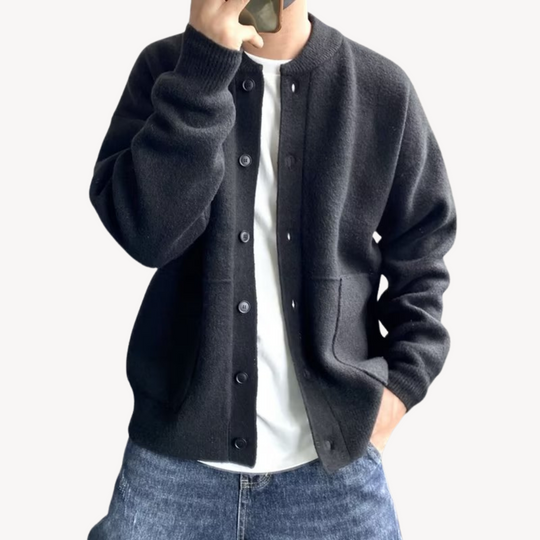 Cardigan Homme Laine Tricoté à Fermeture Boutonnée Décontracté 2
