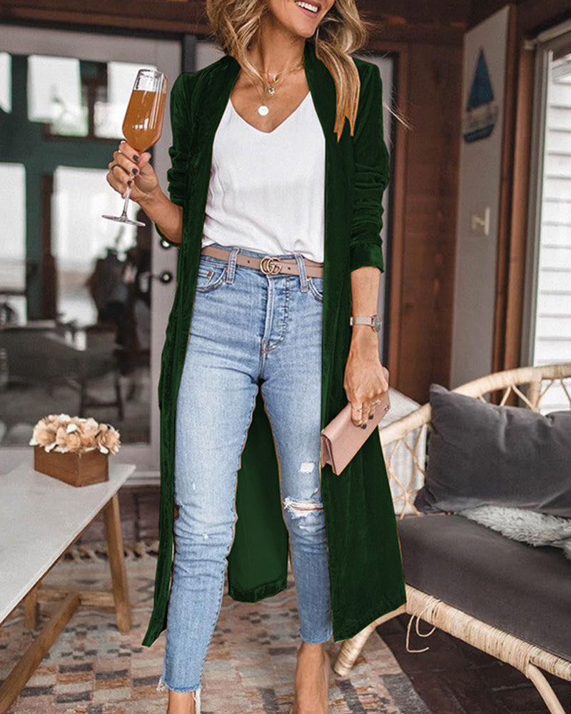 Cardigan Long Duster en Velours pour Femmes 2