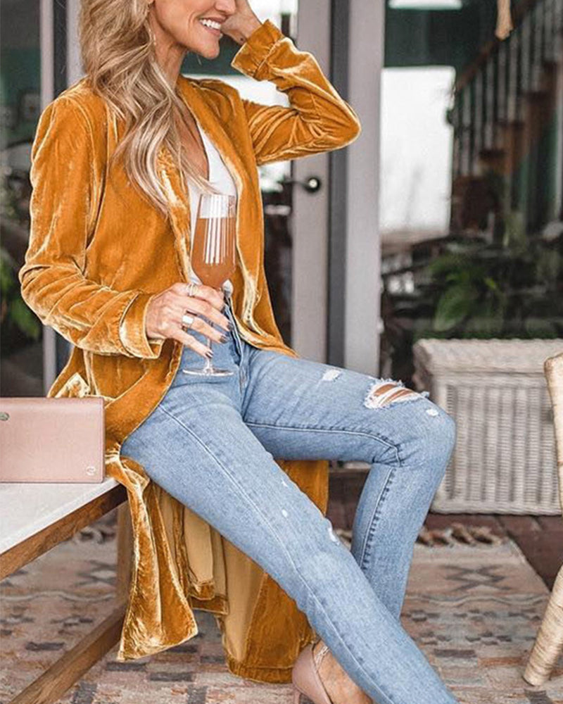 Cardigan Long Duster en Velours pour Femmes 9