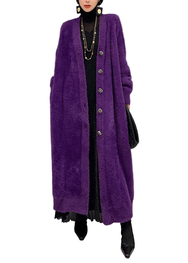 Cardigan Long Oversize à Col en V pour Femmes 0