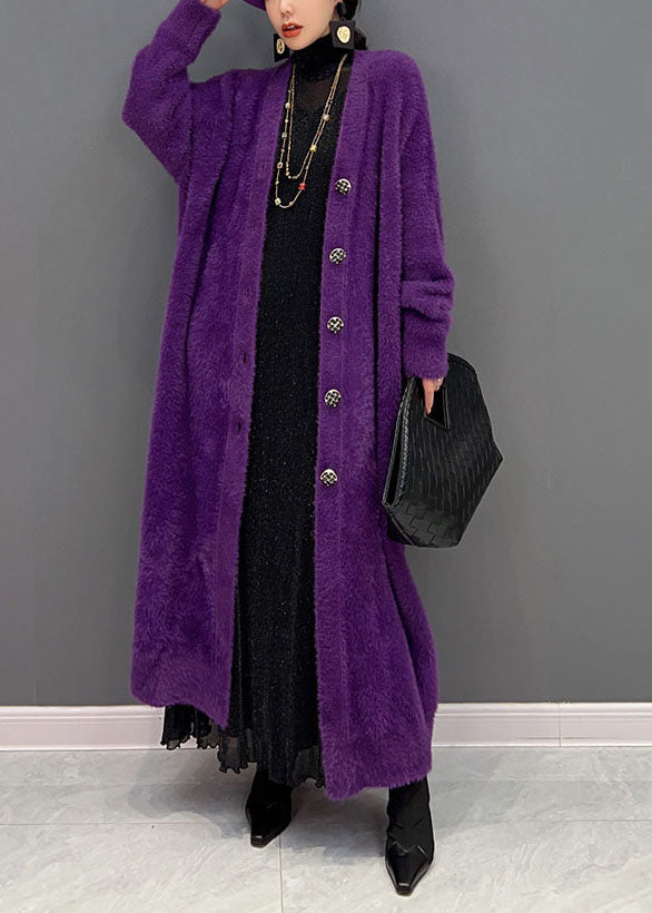 Cardigan Long Oversize à Col en V pour Femmes 2