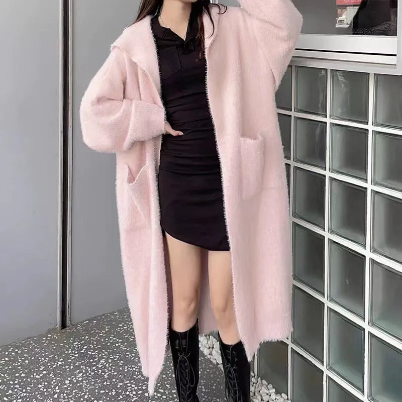 Cardigan Long Oversized à Capuche pour Femmes 1