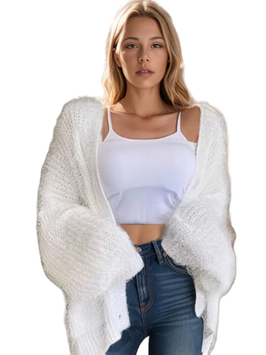 Cardigan Oversized en Tricot Furry pour Femmes 0